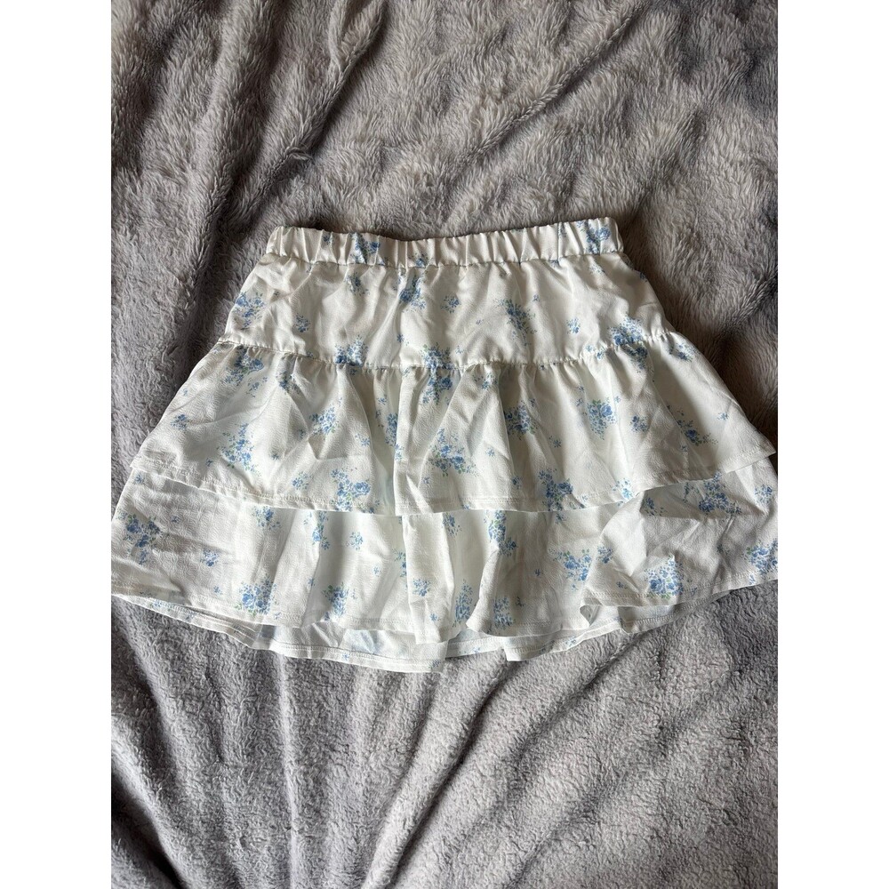 Prairie by Rachel Ashwell Blue Floral Ruffle Mini Skirt Cottagecore M